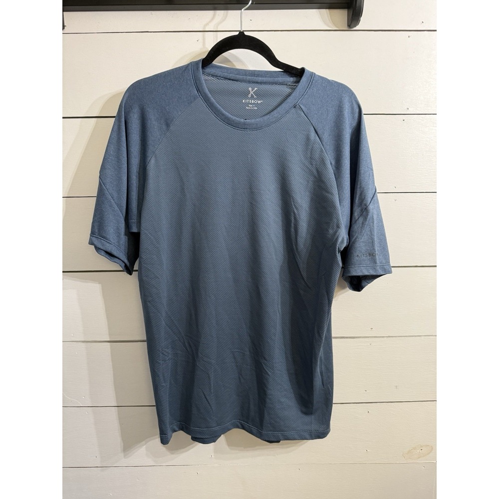 Kitsbow Mens Medium Blue T-Shirt Vented Tencel Stretch M Sewn in USA Cycling Tee
